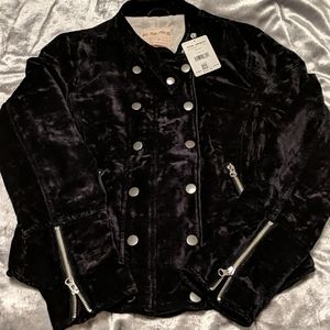 Free People velvet moto jacket.